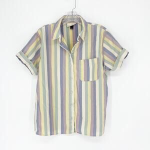 Universal Thread Short Sleeve Button-Up Top Size Small